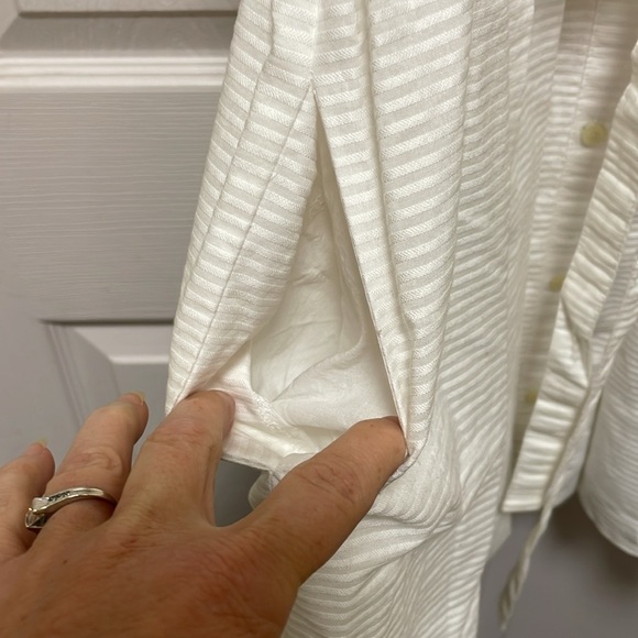 GAP | Marca | Sleevless | Flare | Shirt Dress| White | Stripes| Tie Belt| Size 8 - Picture 4 of 16